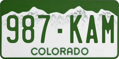 CO license plate 987KAM