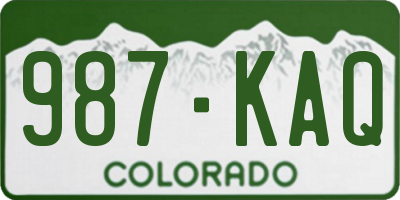 CO license plate 987KAQ