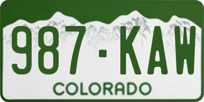 CO license plate 987KAW
