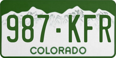 CO license plate 987KFR