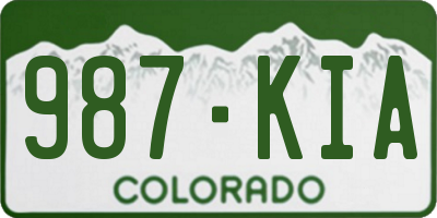 CO license plate 987KIA