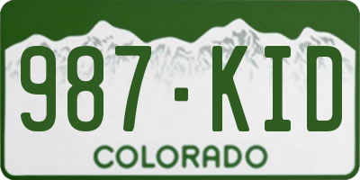 CO license plate 987KID