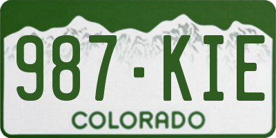 CO license plate 987KIE