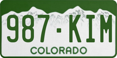 CO license plate 987KIM