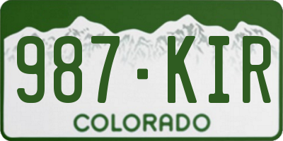 CO license plate 987KIR