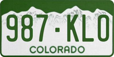 CO license plate 987KLO