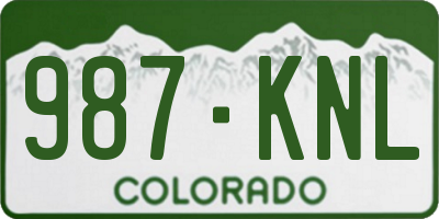 CO license plate 987KNL
