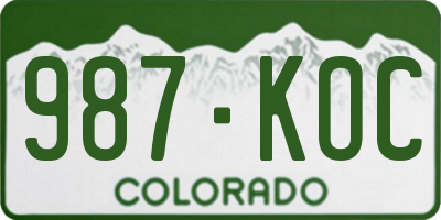 CO license plate 987KOC