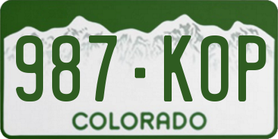 CO license plate 987KOP