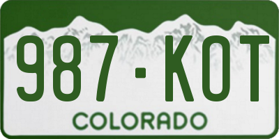 CO license plate 987KOT