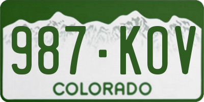CO license plate 987KOV
