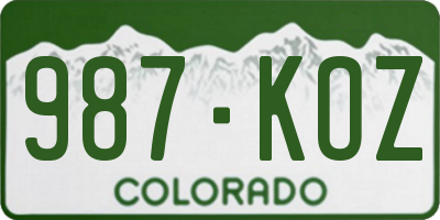 CO license plate 987KOZ
