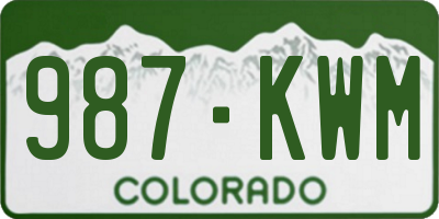 CO license plate 987KWM