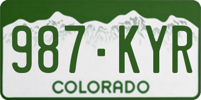 CO license plate 987KYR