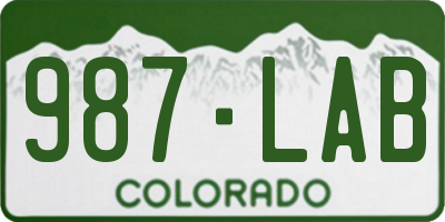 CO license plate 987LAB