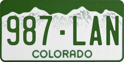 CO license plate 987LAN