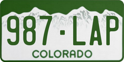 CO license plate 987LAP