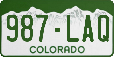 CO license plate 987LAQ