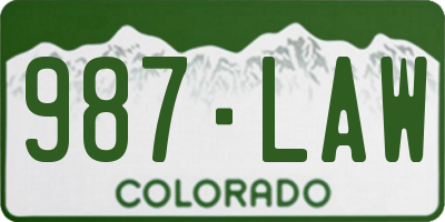 CO license plate 987LAW