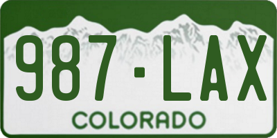 CO license plate 987LAX