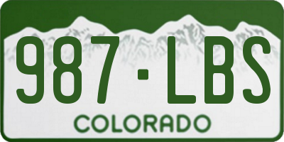 CO license plate 987LBS