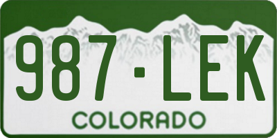 CO license plate 987LEK