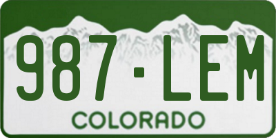 CO license plate 987LEM