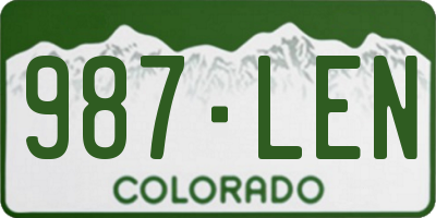 CO license plate 987LEN