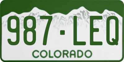 CO license plate 987LEQ