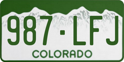 CO license plate 987LFJ