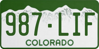 CO license plate 987LIF