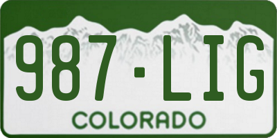 CO license plate 987LIG