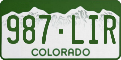 CO license plate 987LIR