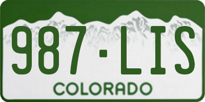 CO license plate 987LIS