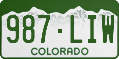 CO license plate 987LIW