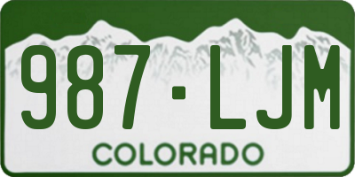 CO license plate 987LJM