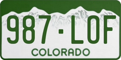 CO license plate 987LOF