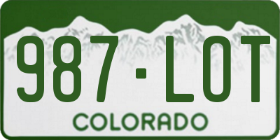 CO license plate 987LOT