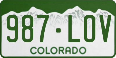 CO license plate 987LOV