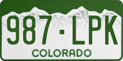 CO license plate 987LPK