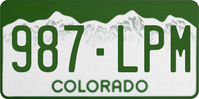 CO license plate 987LPM