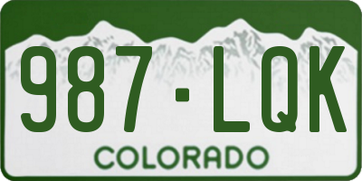 CO license plate 987LQK