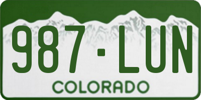 CO license plate 987LUN