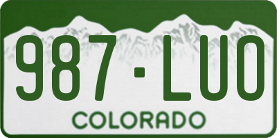 CO license plate 987LUO