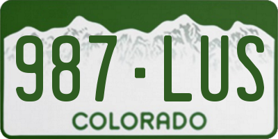 CO license plate 987LUS
