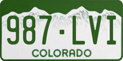 CO license plate 987LVI
