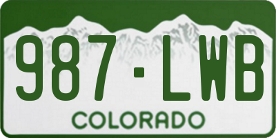 CO license plate 987LWB