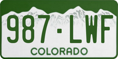 CO license plate 987LWF