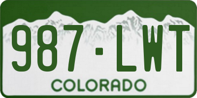 CO license plate 987LWT