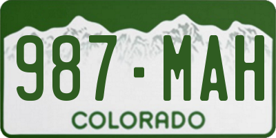 CO license plate 987MAH